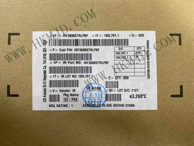 Транзистор IRF3808STRLPBF MOSFET N-CH 75V 106A D2PAK