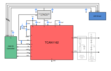 (TI) TCAN1162DMTRQ1 Автомобильный самопитающийся приемопередатчик CAN FD с режимом сна