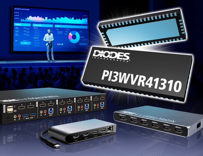 Diodes представляет высокоскоростной видеопереключатель PI3WVR41310 со скоростью 13,5 Гбит/с