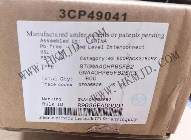 [IGBT-транзисторов] STGWA40HP65FB2 Траншея Тип полевой отсечки 650 В 72 A 227 Вт Сквозное отверстие