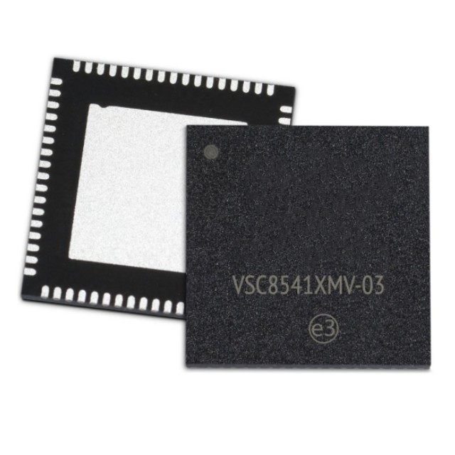 Ethernet-трансивер Microchip VSC8541XMV-03 в небольшом однорядном корпусе QFN размером 8 ммx8 мм