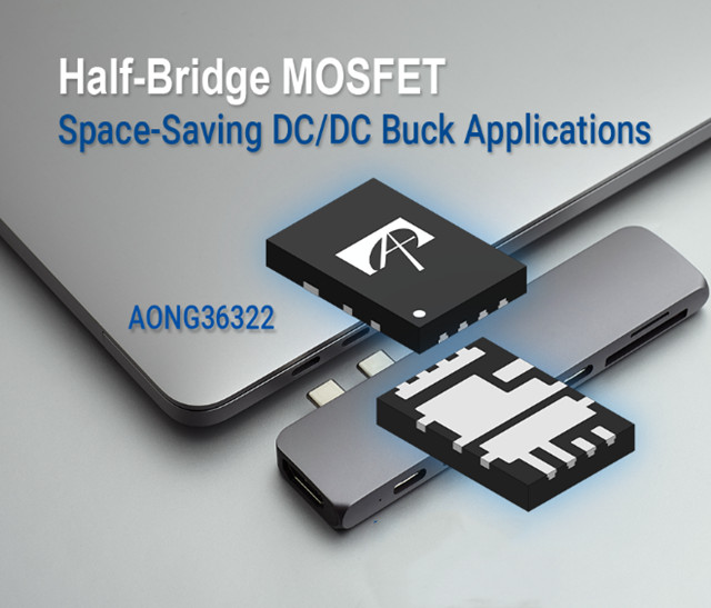 AOS представляет инновационный компактный полумостовой MOSFET для приложений DC-DC