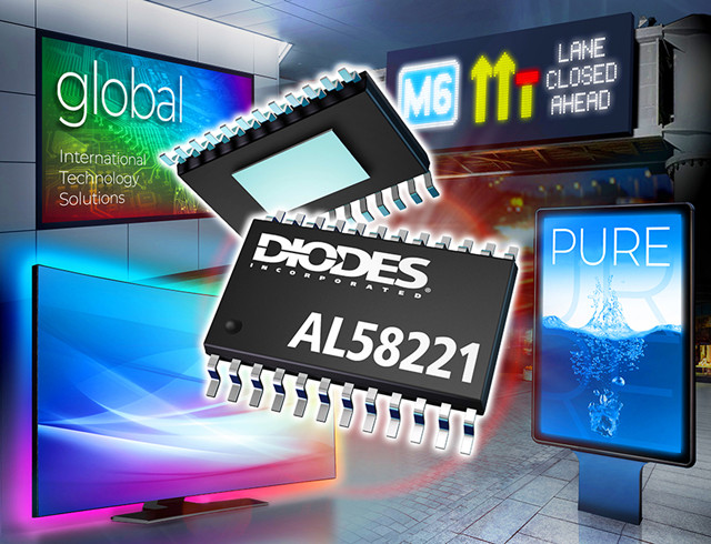 Diodes представляет новый 12-канальный светодиодный драйвер постоянного тока AL58221
