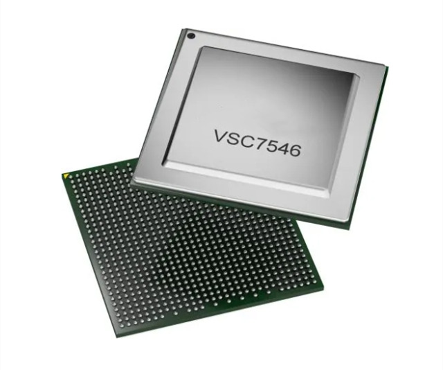 Чип коммутатора Ethernet VSC7546-V/5CC (SparX-5-64) поддерживает пропускную способность до 64 Гбит/с