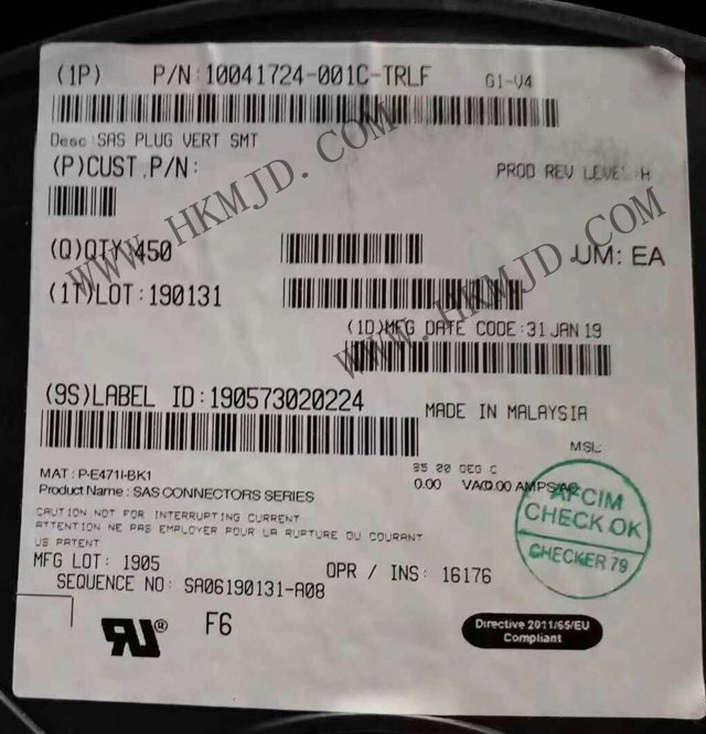 Amphenol I/O Разъем 10041724-001C-TRLF 29 pos SAS штекерный разъем паяный поверхностный монтаж