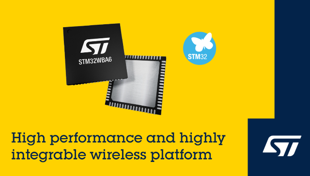 Новое семейство высокоинтегрированных беспроводных микроконтроллеров STM32WBA6 от ST