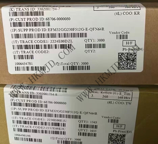 [Оригинальный продукт Silicon Labs] EFM32GG230F512G-E-QFN64 Высокопроизводительный 32-разрядный MCU