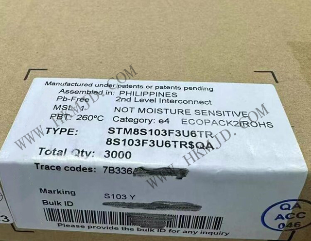 В наличии микроконтроллер ST STM8S103F3U6TR 8-разрядный, оригинальная продукция