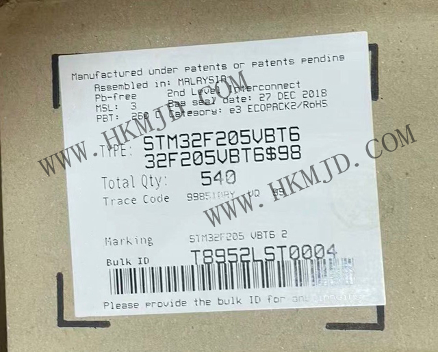 【Оригинальный поставщик】 ST STM32F205VBT6 Высокопроизводительный микроконтроллер ARM Cortex-M3