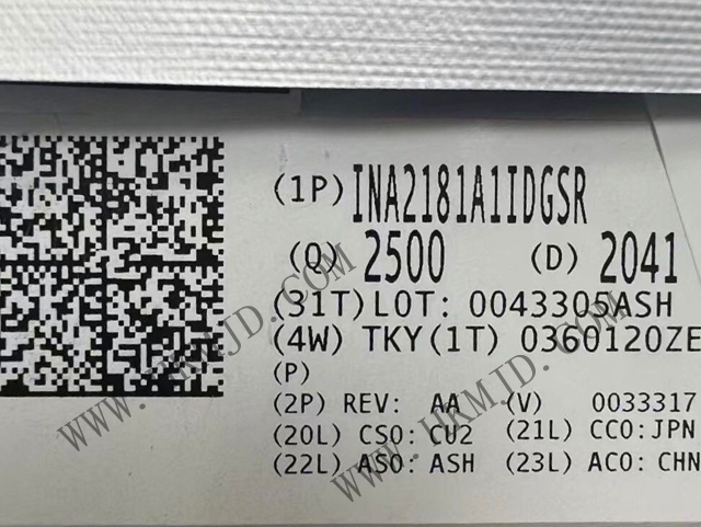 TI INA2181A1IDGSR 26V двухканальный двунаправленный усилитель тока 350 кГц